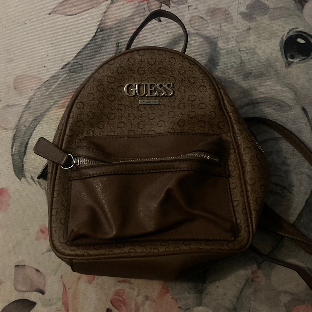 Guess Tan and Dark Brown Mini Backpack